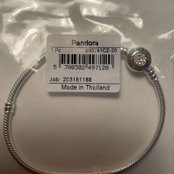 Pandora 14K & Silver Signature Clasp CZ Carrier Bracelet - Picture 6 of 6